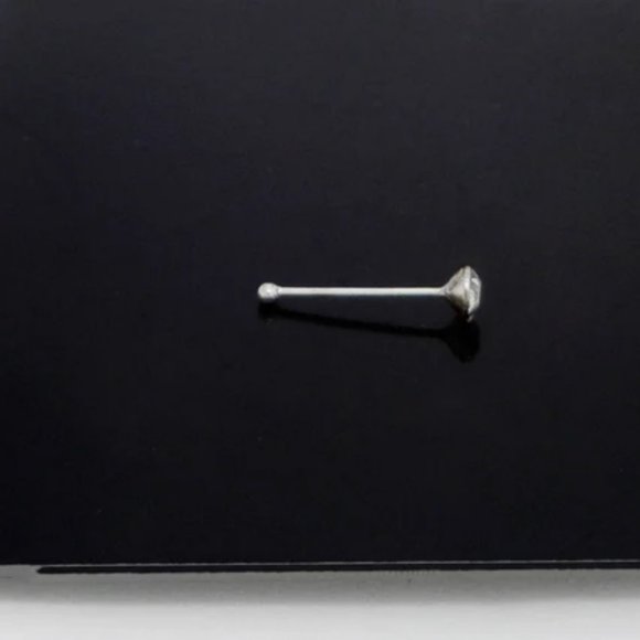 NEW TINY Nose Stud Real 925 Sterling Silver 2mmx10mm CZ SMALL Straight Piercing - Picture 2 of 5